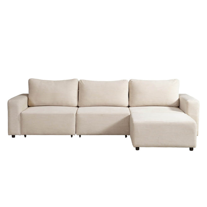 HOME DELUXE Modulaire 3-zits Slaapbank - Ribfluweel - Beige