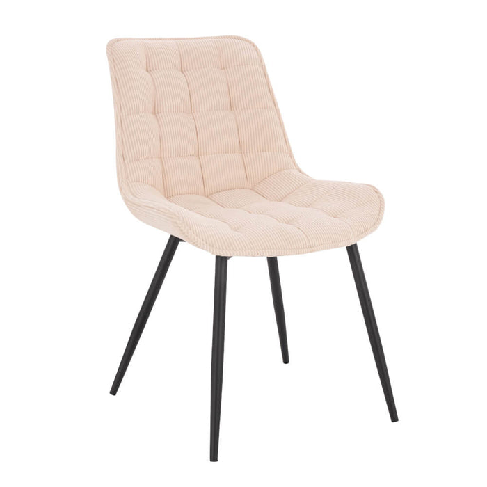 HOME DELUXE Eetkamerstoel – Ribfluweel – Beige – Set van 4