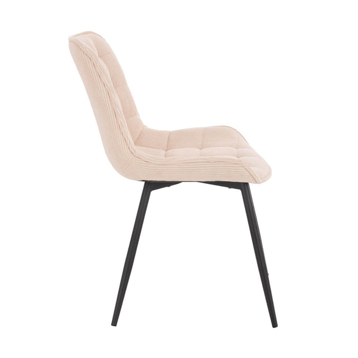 HOME DELUXE Eetkamerstoel – Ribfluweel – Beige – Set van 4