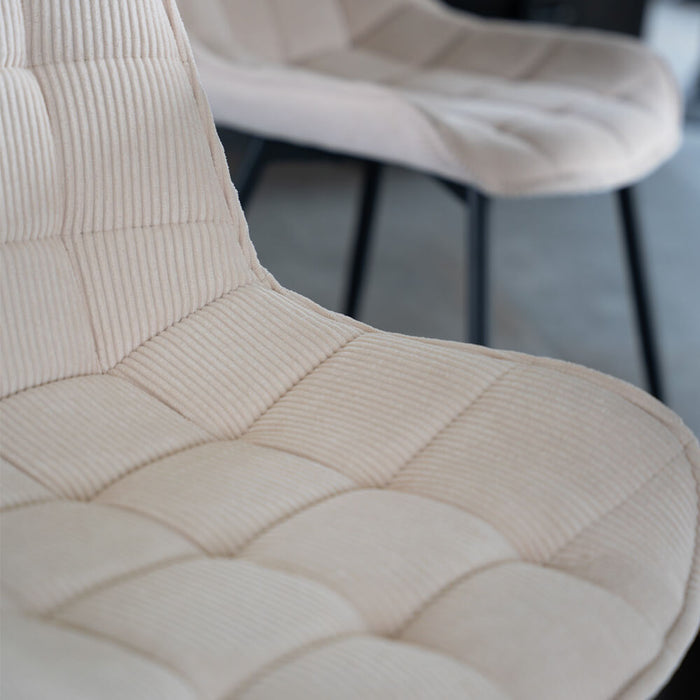 HOME DELUXE Eetkamerstoel – Ribfluweel – Beige – Set van 2