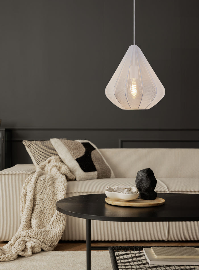 EGLO Dolwen Hanglamp - E27 - Ø 33,5 cm - Wit - Textiel