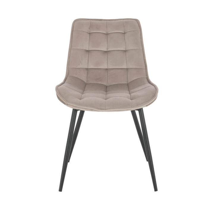 HOME DELUXE Eetkamerstoel – Fluweel – Lichtbruin – Set van 4