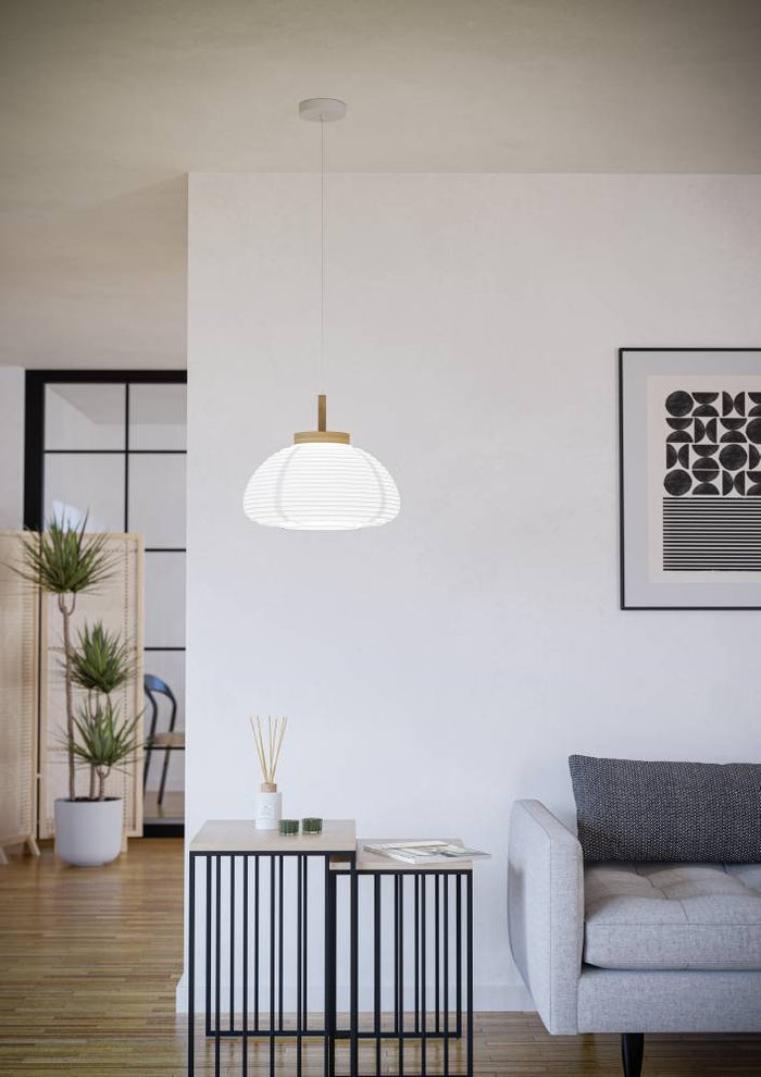 EGLO Summerhill Hanglamp - E27 - Ø 55 cm - Hout & Papier - Wit