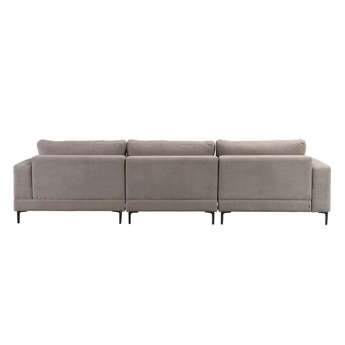 HOME DELUXE 3-zitbank - Chaise Longue Rechts - Ribfluweel - Beige
