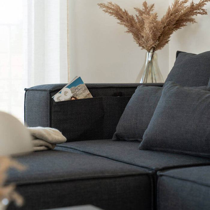 HOME DELUXE Modulaire 3-zitsbank met Hocker - Antraciet