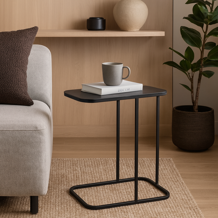 LOFT42 Inris Bijzettafel - Metaal - Mat Zwart -51x35x55