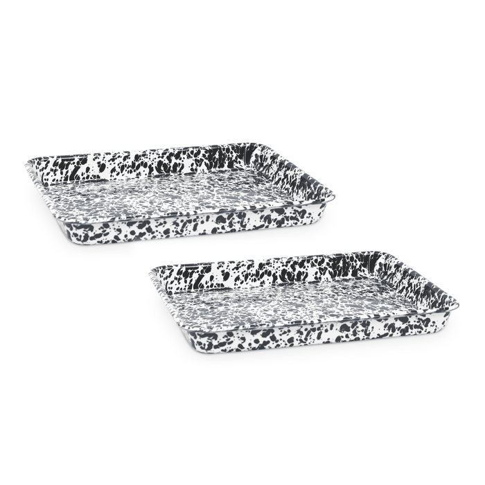 Crow Canyon Home Splatter Dienbladen Rechthoek Zwart Set van 2