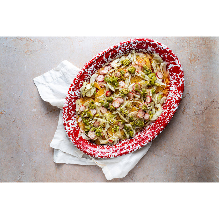 Crow Canyon Home Ovale Schaal Splatter Zwart