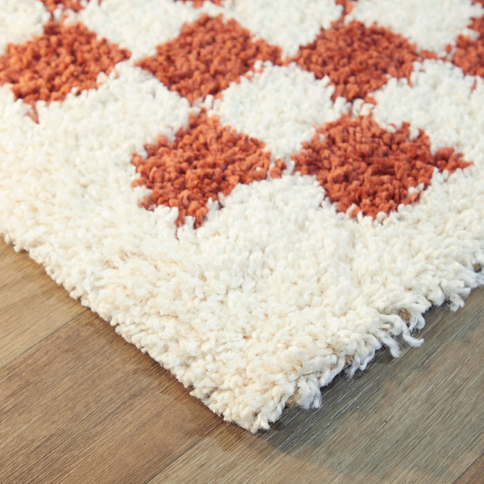 AFK Living vloerkleed Checkers - shaggy - terracotta