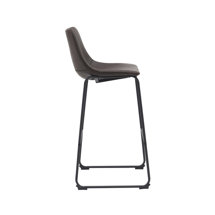 LABEL51 - Barkruk Risto - Donkerbruin PU - Zwart Metaal