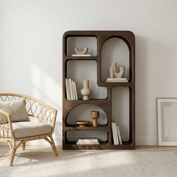 Giga Meubel - Vakkenkast Donkerbruin Hout - 120x34x180 - Yuki