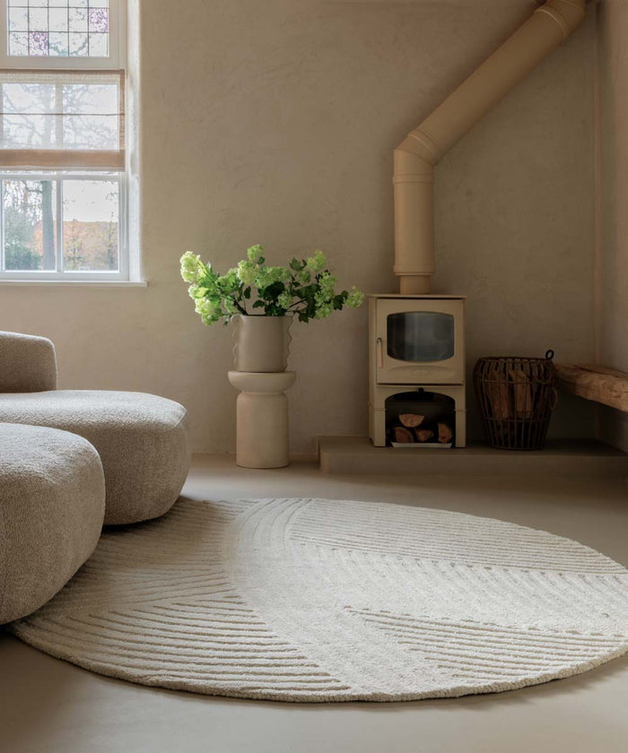 Nordic Weavers Design vloerkleed rond - Balans Field ivoor - 150 cm