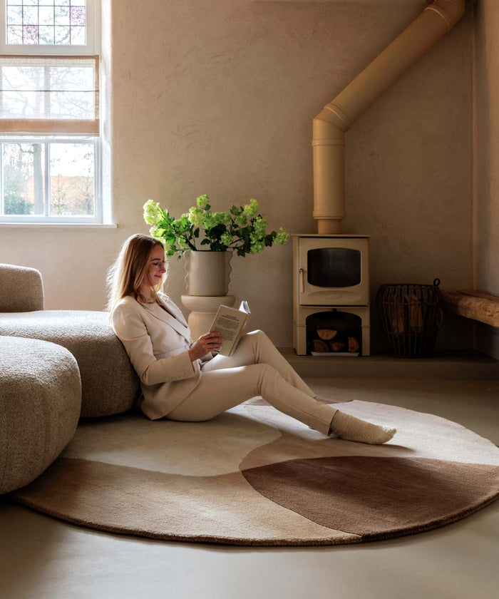 Nordic Weavers Rond wollen vloerkleed - Dune beige - 150 cm