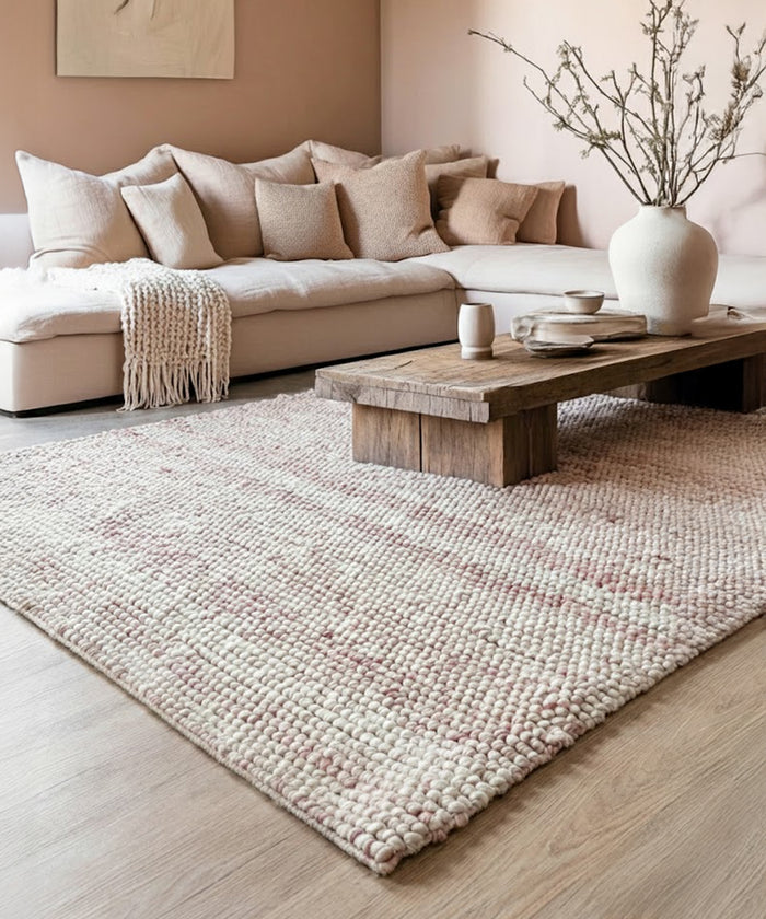 Nordic Weavers Wollen vloerkleed - Fjell crème|roze - 240x340 cm