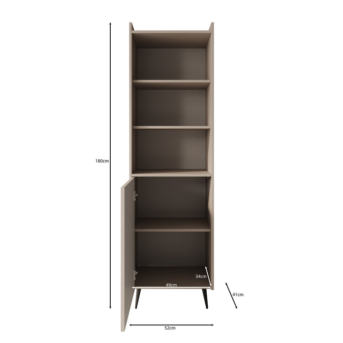 Meubella - Asty - Boekenkast - Beige - 52x41x180 cm