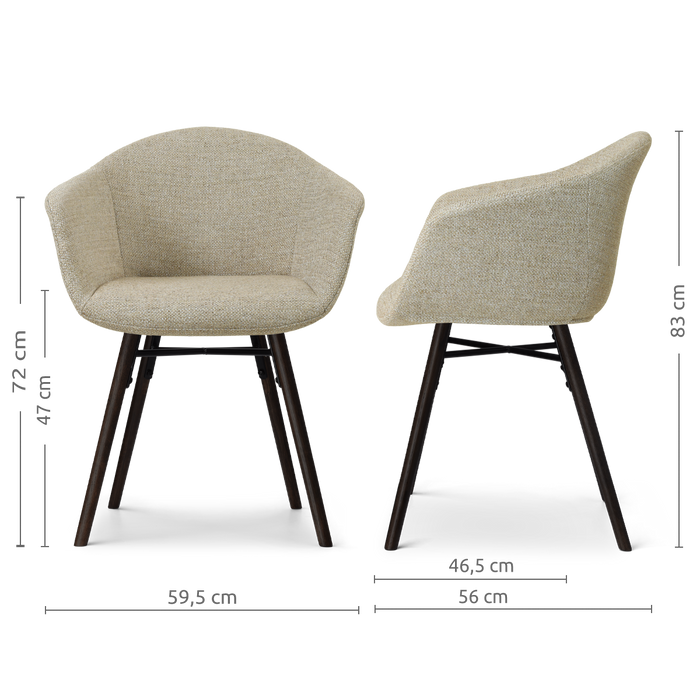 Nolon Nena-Otis Eetkamerstoel Taupe Melange - Zwarte Houten Poten