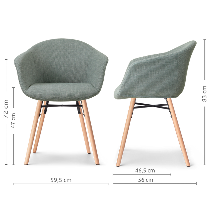 Nolon Nena-Otis Eetkamerstoel Saliegroen - Armleuning - Stof