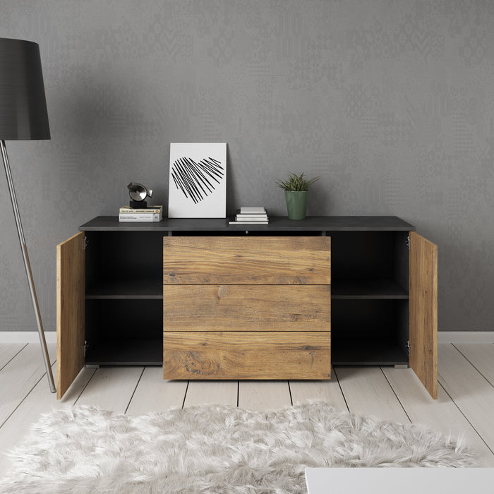 Meubella - Pure - Dressoir - Eiken|Grijs - 150x39x68 cm