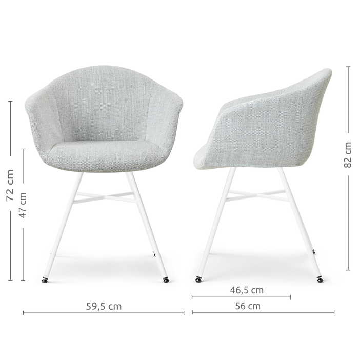 Nolon Noa-Otis Eetkamerstoel Grijs Melange - met Armleuning - Wit