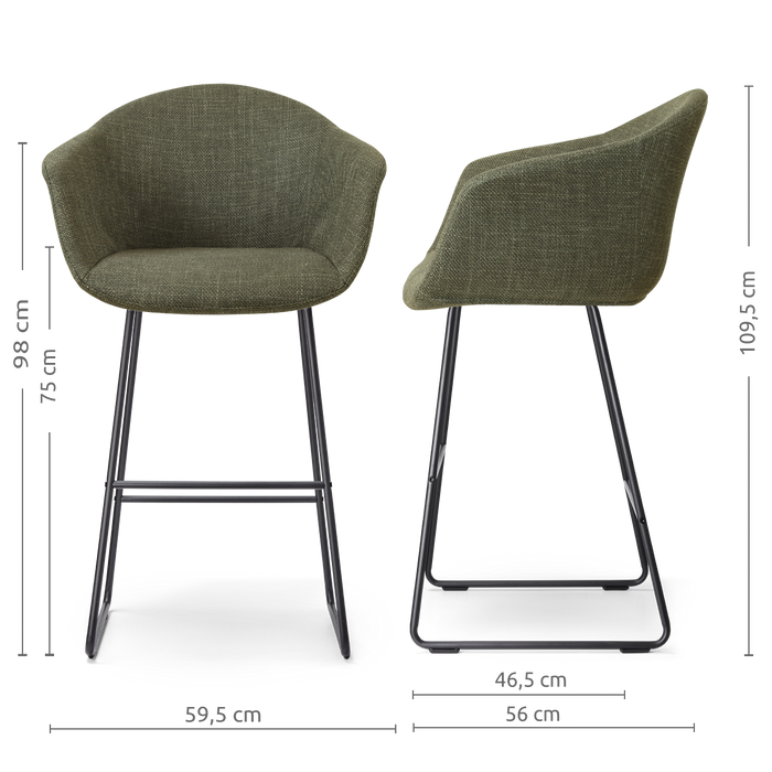 Nolon Nino-Otis barkruk forestgroen - zwart onderstel - 75 cm