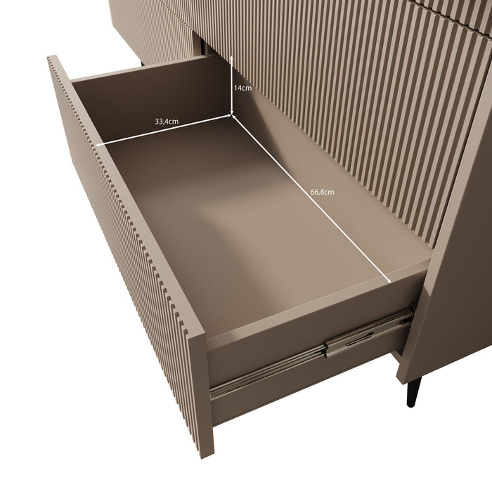 Meubella - Asty - Ladekast met 6 lades - Beige - 150x41x92 cm