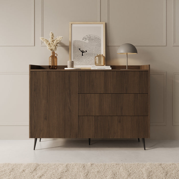 Meubella - Asty - Dressoir - Donker eiken - 126x41x92 cm