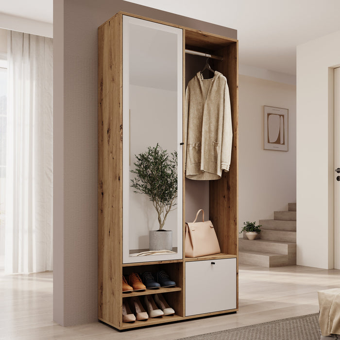 Meubella - Deacon - Halkast met 2 deuren - Eiken|Wit