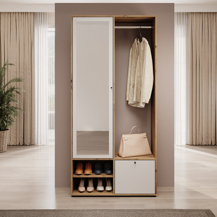 Meubella - Deacon - Halkast met 2 deuren - Eiken|Wit