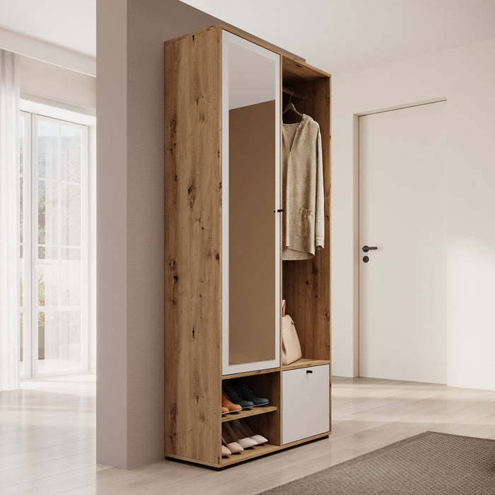 Meubella - Deacon - Halkast met 2 deuren - Eiken|Wit