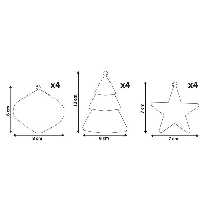 Beliani - GIDEALVEN - Set van 12 kerstornamenten - Wit|Rood - Papier