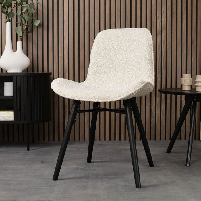 Nolon Nova-Fé Eetkamerstoel Bouclé Beige - Stof - Zwarte Poten