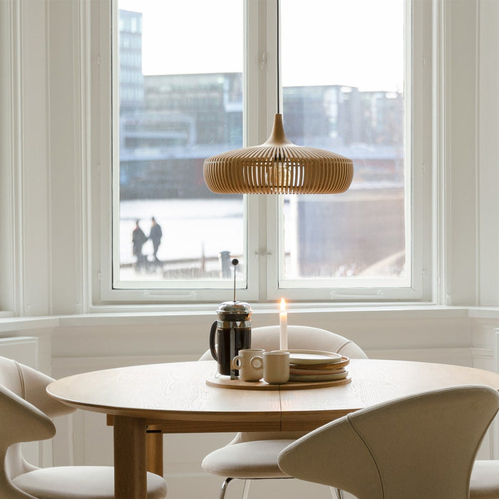 Umage Clava Dine Wood houten hanglamp naturel - met koordset wit - Ø