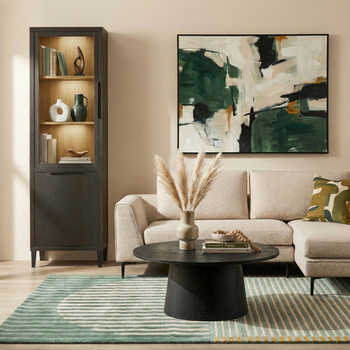 Vitrinekast Zwanenburg Antraciet|Hout - Naturel|Zwart MDF