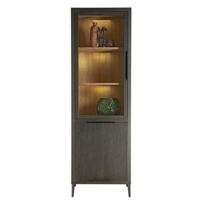 Vitrinekast Zwanenburg Antraciet|Hout - Naturel|Zwart MDF