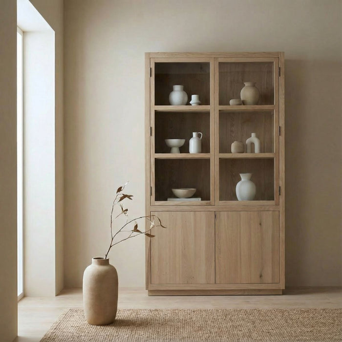 DÉJA Living - Vitrinekast Naturel Hout - 120x40x200cm - Cuenca