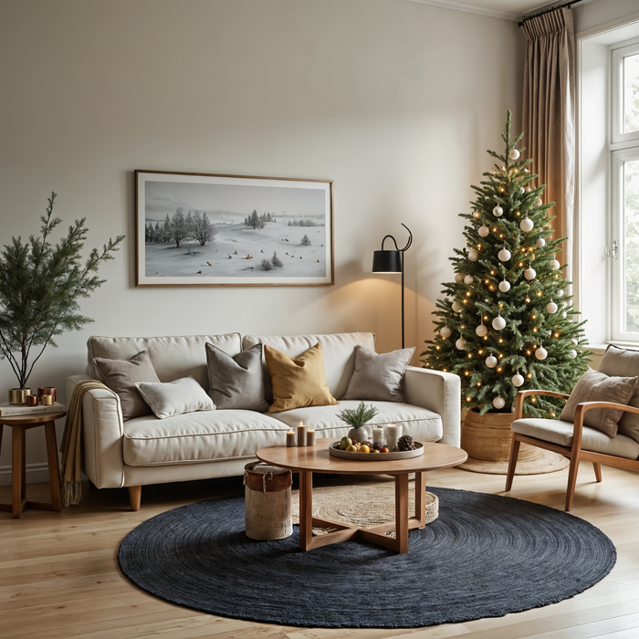 Mrcarpet Rond jute vloerkleed Zwart|Antraciet 120cm