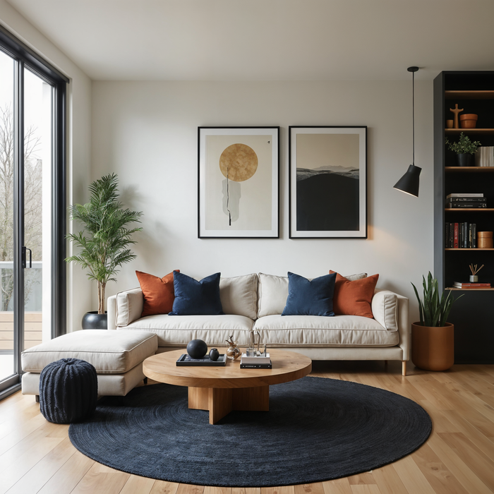 Mrcarpet Rond jute vloerkleed Zwart|Antraciet 160cm