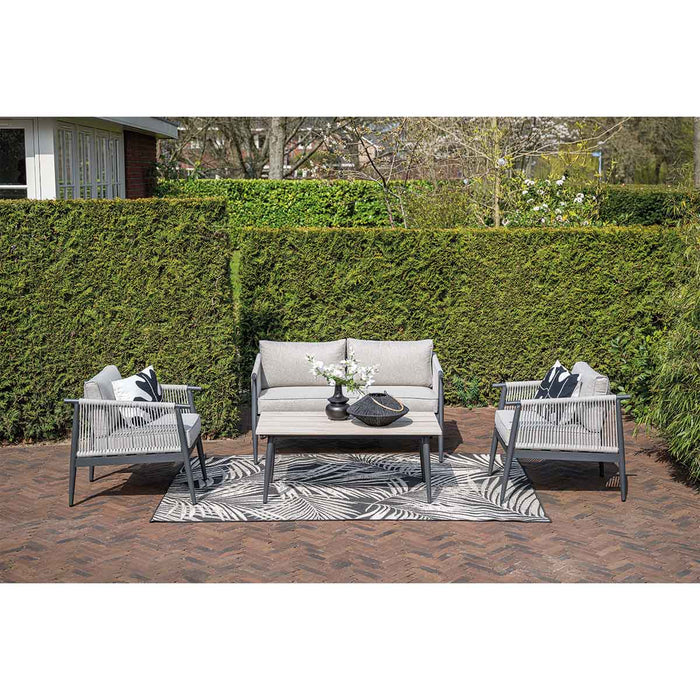 Aloha loungeset - 4-delig - carbon black - zand - light teak Vironwood