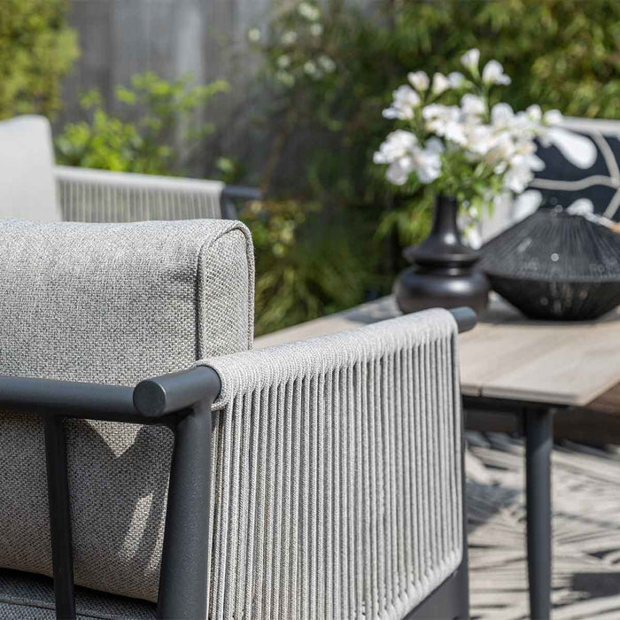 Aloha loungeset - 4-delig - carbon black - zand - light teak Vironwood