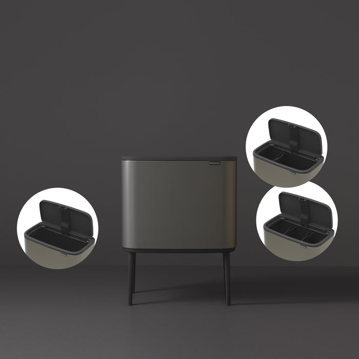 Brabantia Bo Touch Bin Afvalemmer 3 x 11 L - Platinum