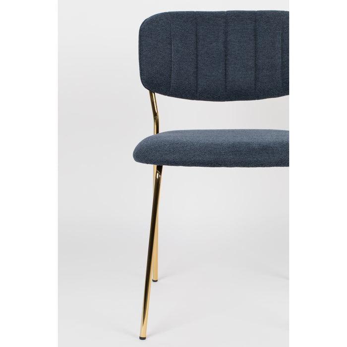 Housecraft Living Jolien Eetkamerstoelen Goud| Donkerblauw - Set van 2
