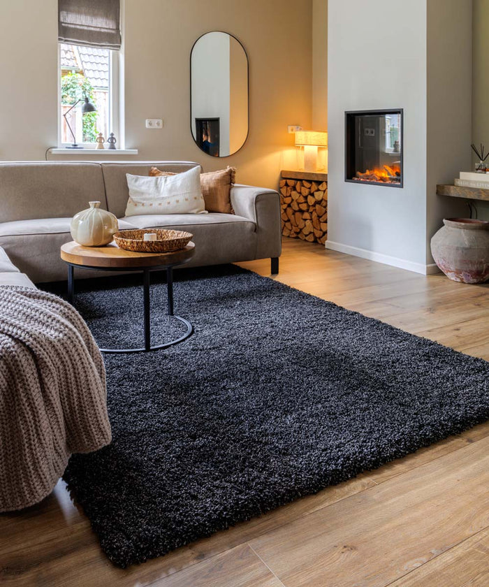 Tapeso Hoogpolig vloerkleed shaggy Grand effen - antraciet - 240x340