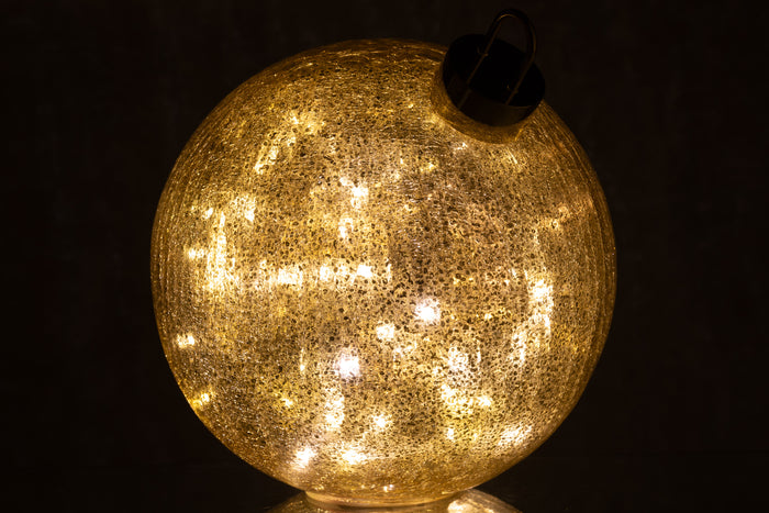 J-Line kerstbal - glas - goud - large - LED lichtjes