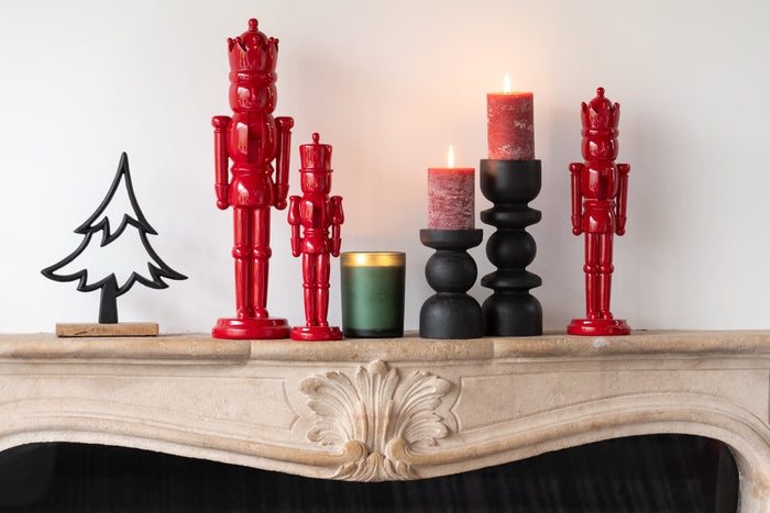 J-Line decoratie Denneboom Op Voet - aluminium|hout - zwart - small