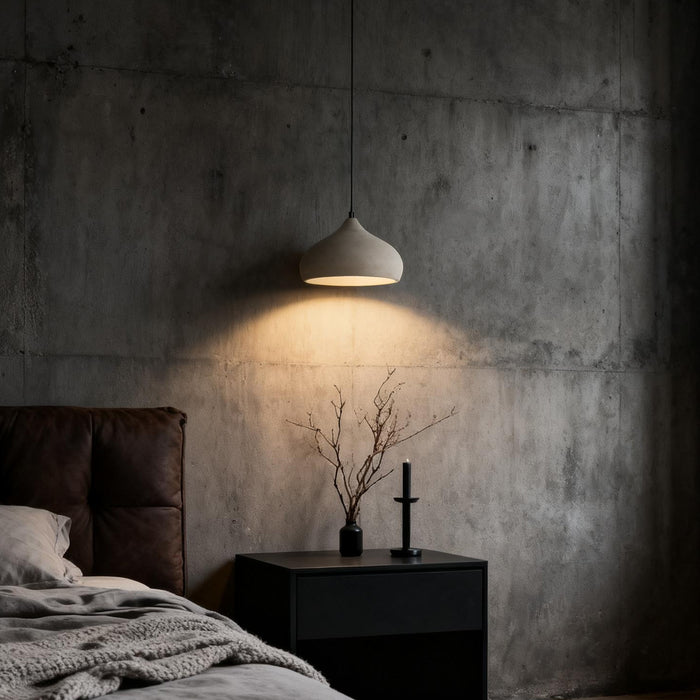 QAZQA Moderne hanglamp zwart met betonnen kap - Nick