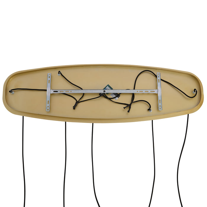 QAZQA Hotel Chique hanglamp messing met amber glas 5-lichts - Gus