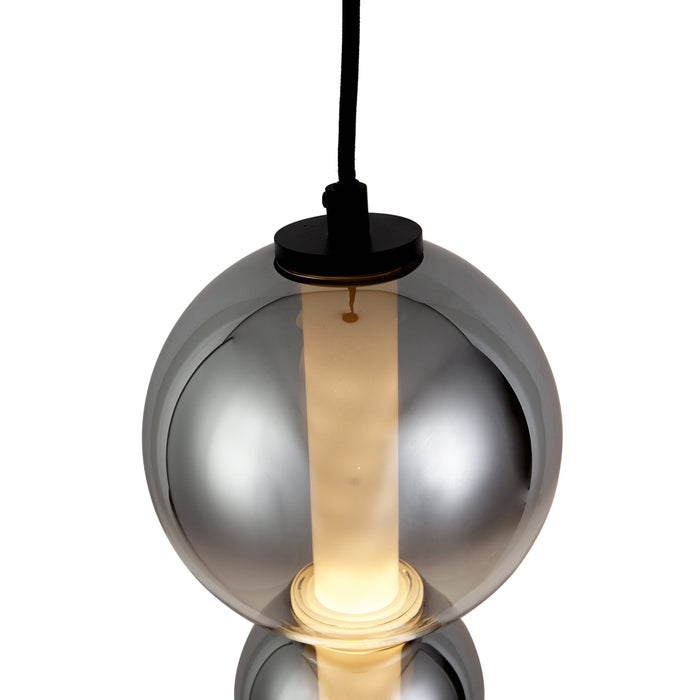 QAZQA Art Deco hanglamp zwart met smoke en helder glas 3-lichts incl.