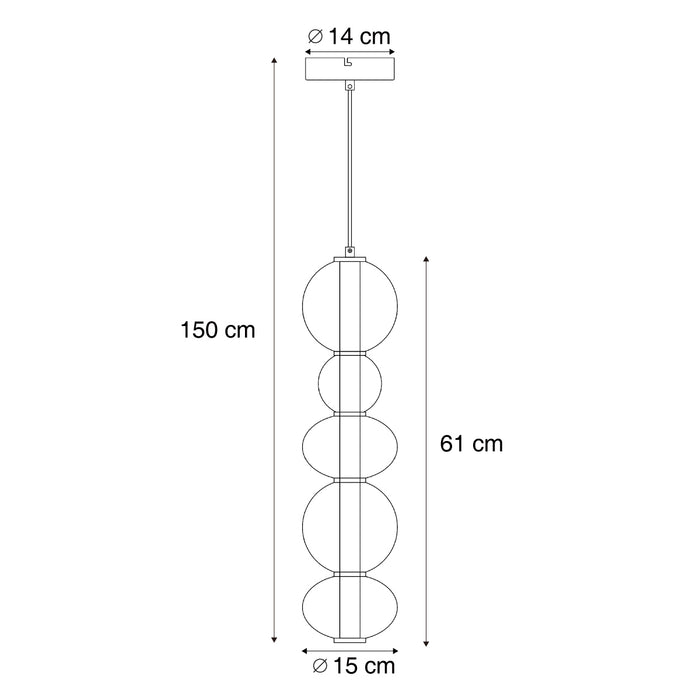 QAZQA Art Deco hanglamp zwart met smoke en helder glas 5-lichts incl.