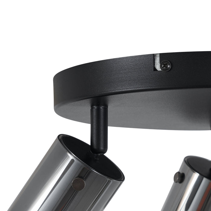QAZQA Plafondspot gunmetal rond 3-lichts draai- en verstelbaar -