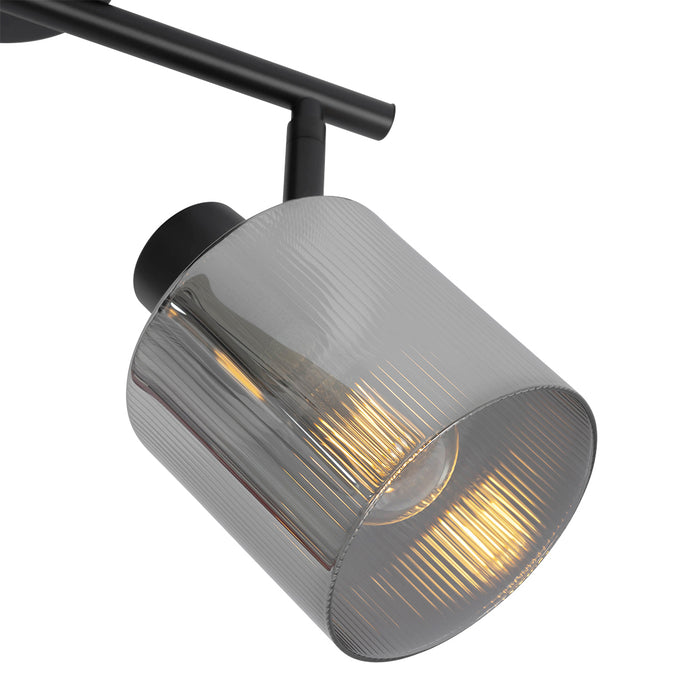 QAZQA Plafondspot zwart met smoke glas 2-lichts verstelbaar - Laura